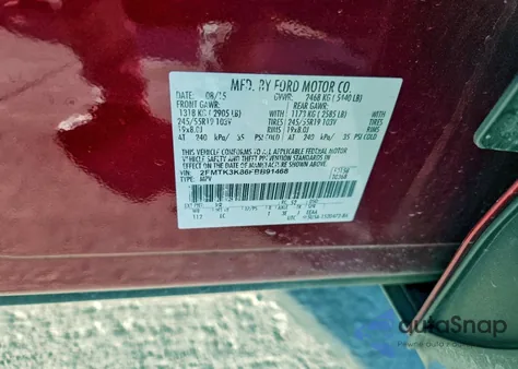 2015 Ford Edge Titanium z USA, uszkodzony, nr VIN 2FMTK3K86FBB91468